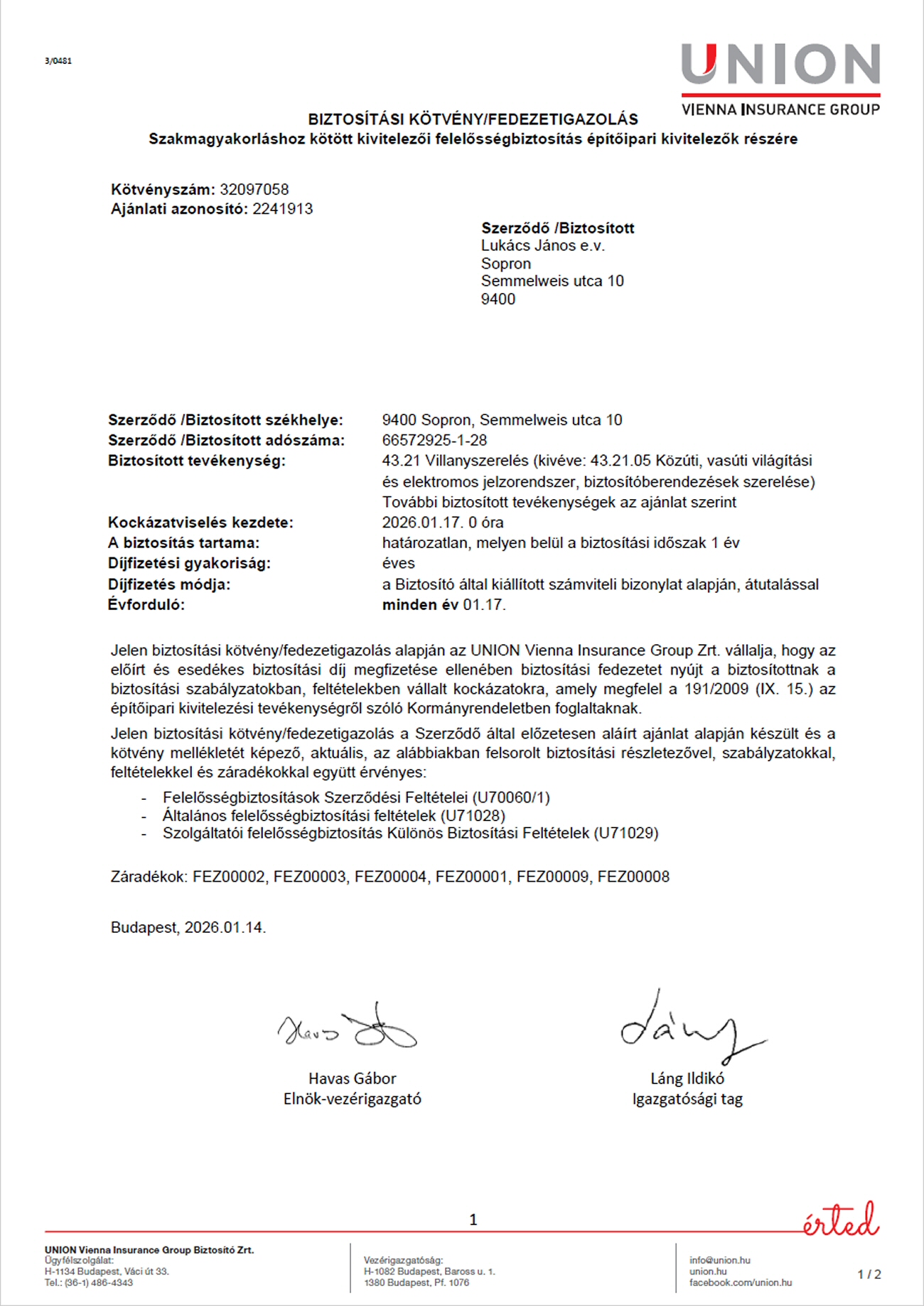 Biztosítási kötvény